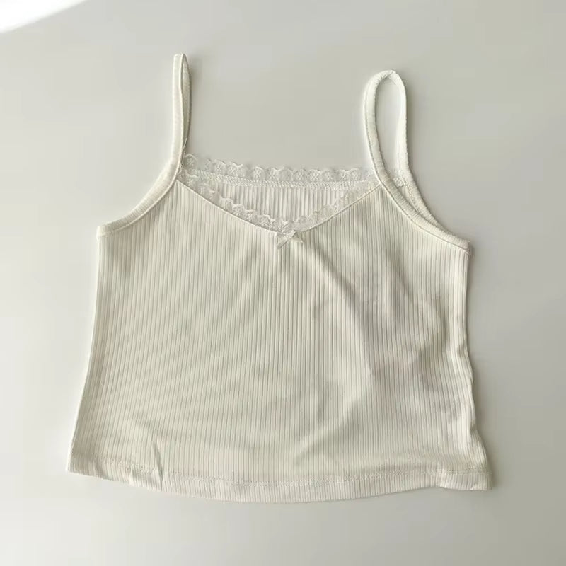 Camisole Women'S Tops Summer Short Tops 2021 New Vintage Lace Slim Warm Joker Ladies Bottoming Cute Tops for Women Camis