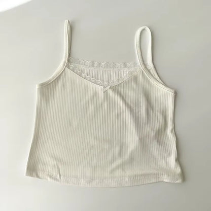 Camisole Women'S Tops Summer Short Tops 2021 New Vintage Lace Slim Warm Joker Ladies Bottoming Cute Tops for Women Camis