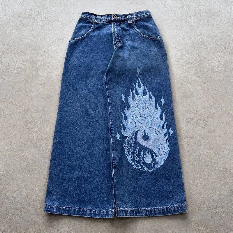 Y2K Men Jeans Goth Printed Graphic High Quality Baggy Jeans Fashion Hip Hop Streetwear Men Women Harajuku Casual Wide Leg Jeans
