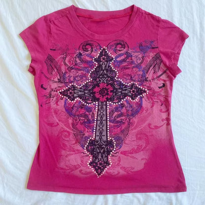 Women 90S Vintage Grunge Crop Tops Y2K Grunge Letter Print T-Shirt Retro Graphic Short Sleeve Tee Punk Hip Hop Cyber Streetwear