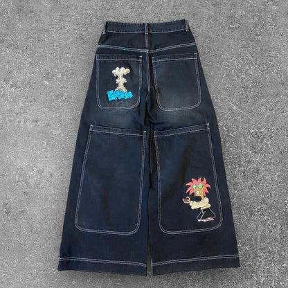 Y2K Baggy Jeans Vintage Embroidered High Quality Jeans Men Women Hip Hop Harajuku Goth Fashion Streetwear Casual Wide Leg Jeans