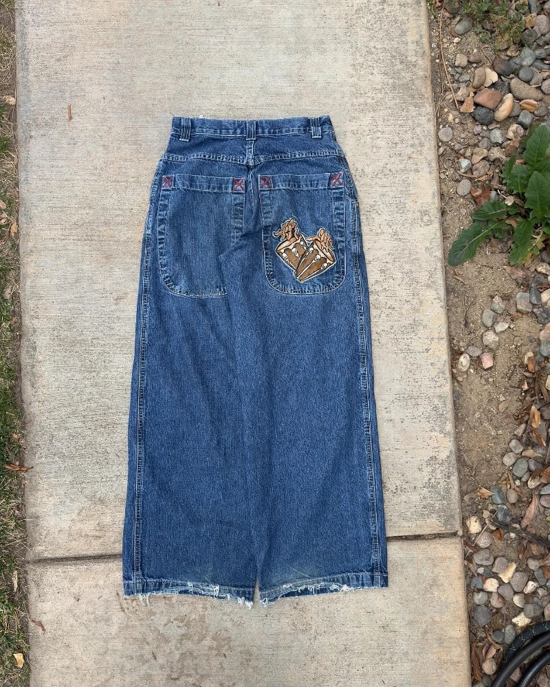 Y2K Men Jeans Goth Printed Graphic High Quality Baggy Jeans Fashion Hip Hop Streetwear Men Women Harajuku Casual Wide Leg Jeans