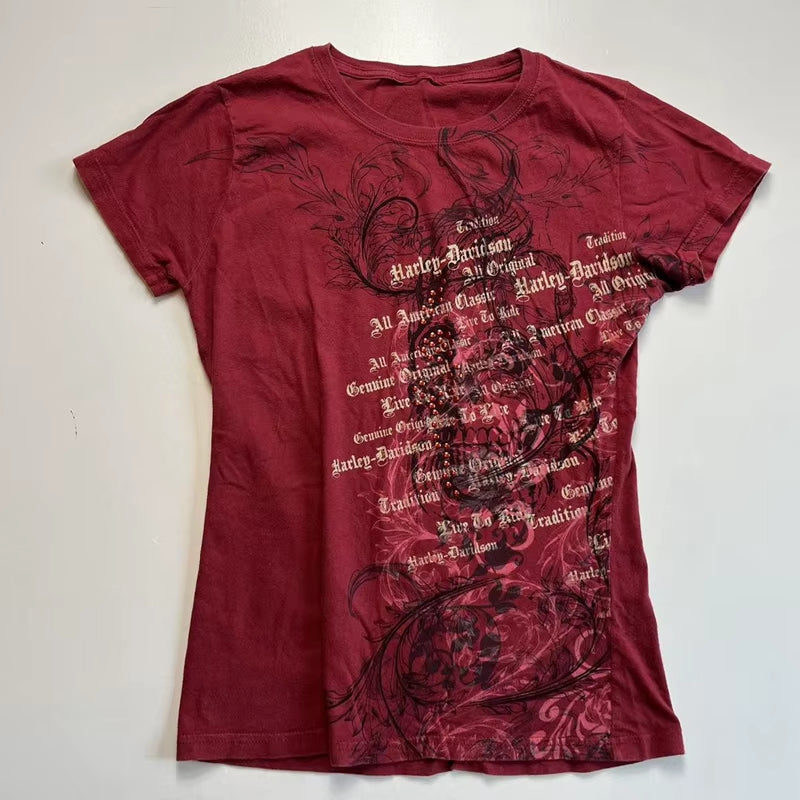 Women 90S Vintage Grunge Crop Tops Y2K Grunge Letter Print T-Shirt Retro Graphic Short Sleeve Tee Punk Hip Hop Cyber Streetwear