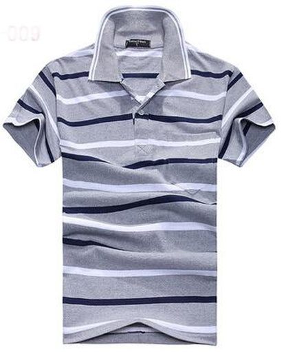 Collar Striped Short Sleeved T-Shirt Men'S Real Pocket