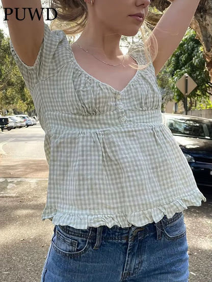 Slim Girls Sweet Tshirts 2022 Summer Fashion Ladies Stylish Soft Cotton Short Tees Vintage Women Cute Tops Chic