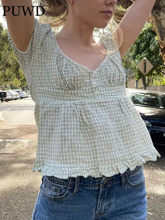 Slim Girls Sweet Tshirts 2022 Summer Fashion Ladies Stylish Soft Cotton Short Tees Vintage Women Cute Tops Chic