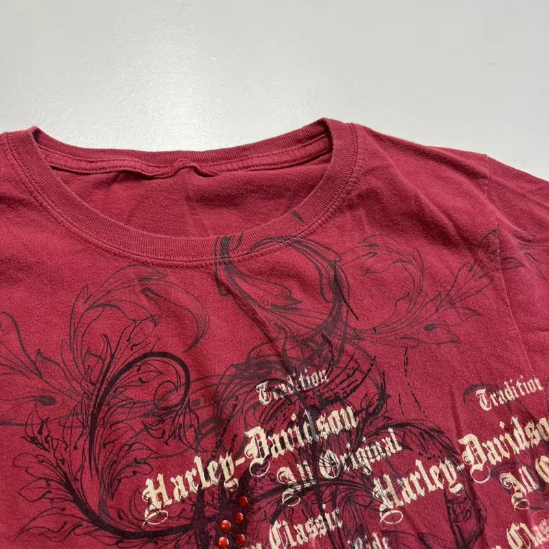 Women 90S Vintage Grunge Crop Tops Y2K Grunge Letter Print T-Shirt Retro Graphic Short Sleeve Tee Punk Hip Hop Cyber Streetwear