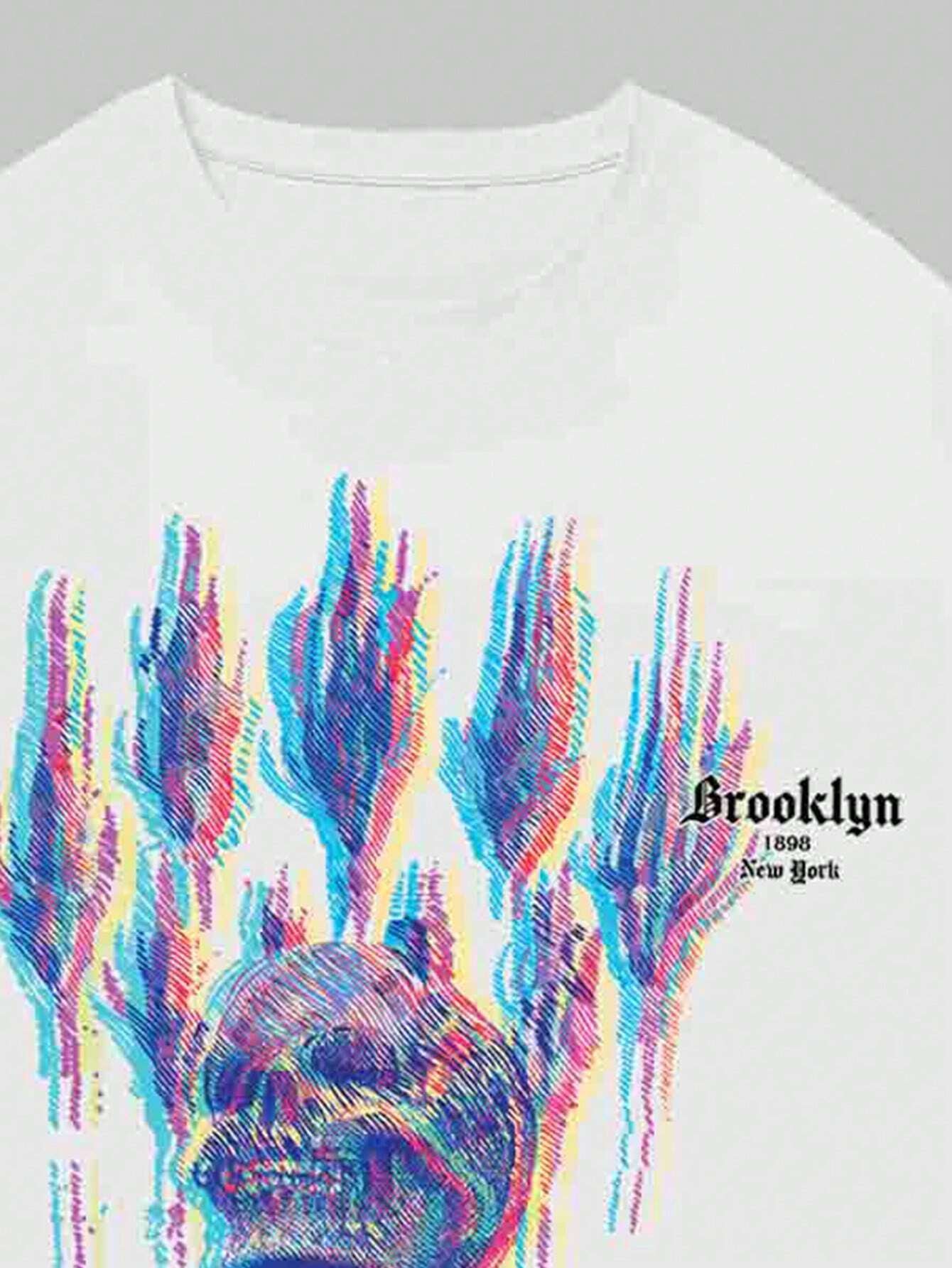 ROMWE Grunge Punk Men Skeleton & Slogan Graphic Tee for Halloween, School