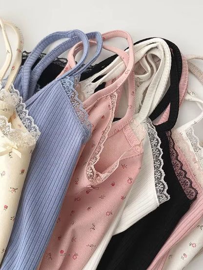 Camisole Women'S Tops Summer Short Tops 2021 New Vintage Lace Slim Warm Joker Ladies Bottoming Cute Tops for Women Camis