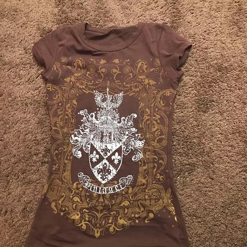 Women 90S Vintage Grunge Crop Tops Y2K Grunge Letter Print T-Shirt Retro Graphic Short Sleeve Tee Punk Hip Hop Cyber Streetwear