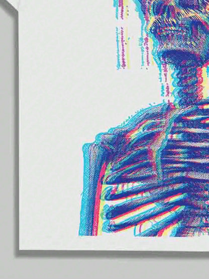 ROMWE Grunge Punk Men Skeleton & Slogan Graphic Tee for Halloween, School