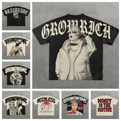 Designer Men'S T Shirts Y2K Harajuku Shirt Men Hip Hop Gothic Graphic Print Oversized Cotton Tshirt Punk Short Sleeved Streetwear Casual Tops Tees Size S-3XL