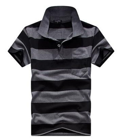 Collar Striped Short Sleeved T-Shirt Men'S Real Pocket