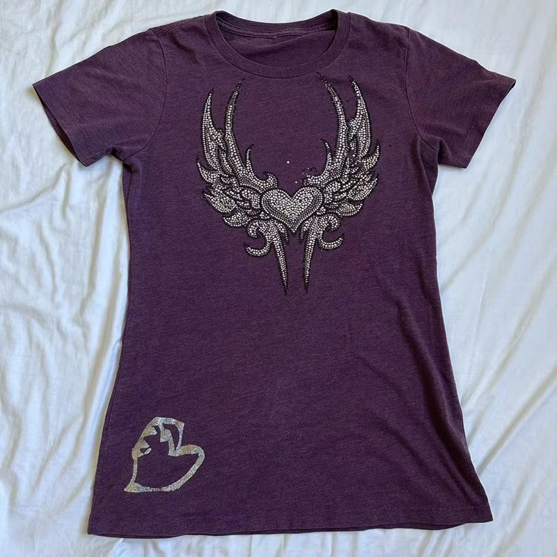 Women 90S Vintage Grunge Crop Tops Y2K Grunge Letter Print T-Shirt Retro Graphic Short Sleeve Tee Punk Hip Hop Cyber Streetwear