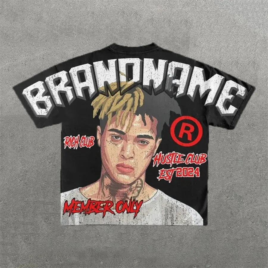 Designer Men'S T Shirts Y2K Harajuku Shirt Men Hip Hop Gothic Graphic Print Oversized Cotton Tshirt Punk Short Sleeved Streetwear Casual Tops Tees Size S-3XL